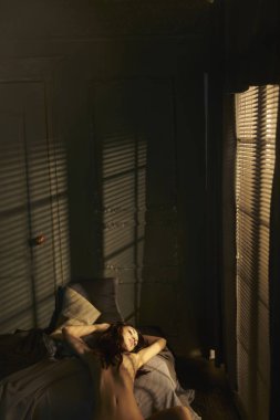 Ev iç seksi vücut ile güzel çıplak kadın