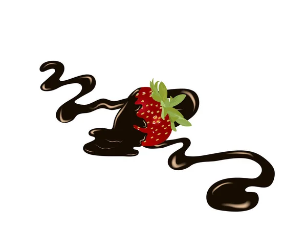 Fraise Fraîche Éclaboussure Chocolat — Image vectorielle
