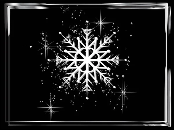 Luxus Weiße Schneeflocke Auf Schwarzem Hintergrund — Stockvektor