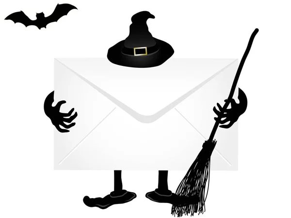 Envelope Witch Back — Stock Vector