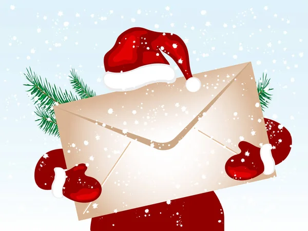 Envelope Natal Com Santa — Vetor de Stock