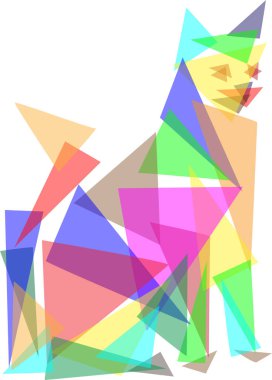 vektör - kedi renkli cam üçgen - arkaplanda izole