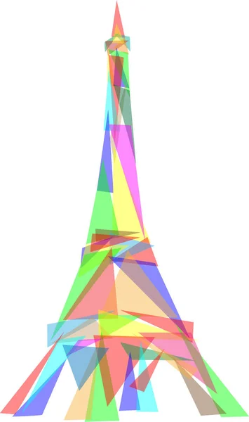 ベクトル エッフェル塔の色ガラス三角形 背景に隔離 — ストックベクタ