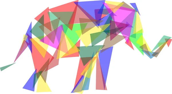 Vettore Triangolo Vetro Colorato Elefante Isolato Sfondo — Vettoriale Stock