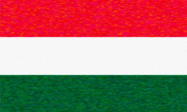 匈牙利水彩旗 纸质地 象征独立日 纪念品足球比赛 按钮语言 — 图库照片