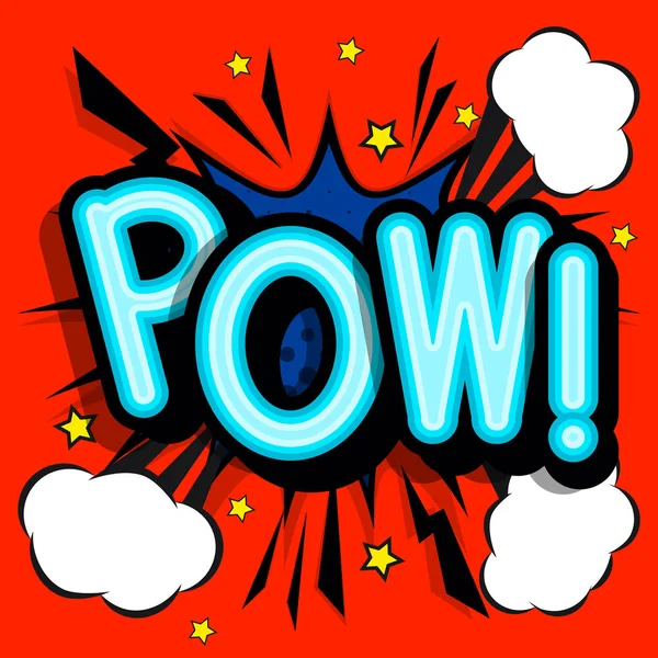 Pow Letras Retro Con Sombras Patrón Medio Tono Sobre Fondo — Vector de stock