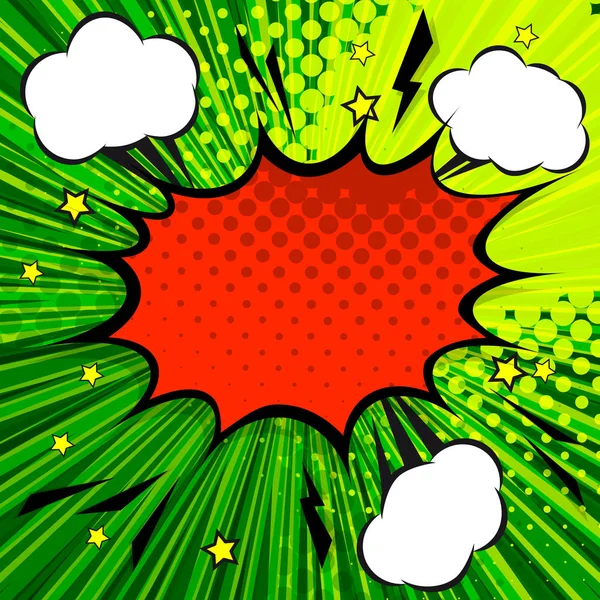 Retro Comic Design Explosion Green Background — Stock Vector