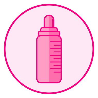 Şişe. Pembe bebek simgesi beyaz bir arka planda satır sanat vektör tasarımı.