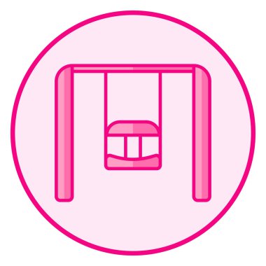 Salıncak. Pembe Bebek simgesi beyaz bir arka planda satır sanat vektör tasarımı.