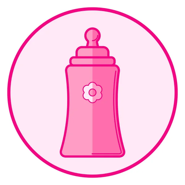 Fles Roze Baby Icoon Een Witte Achtergrond Lijn Kunst Vector — Stockvector