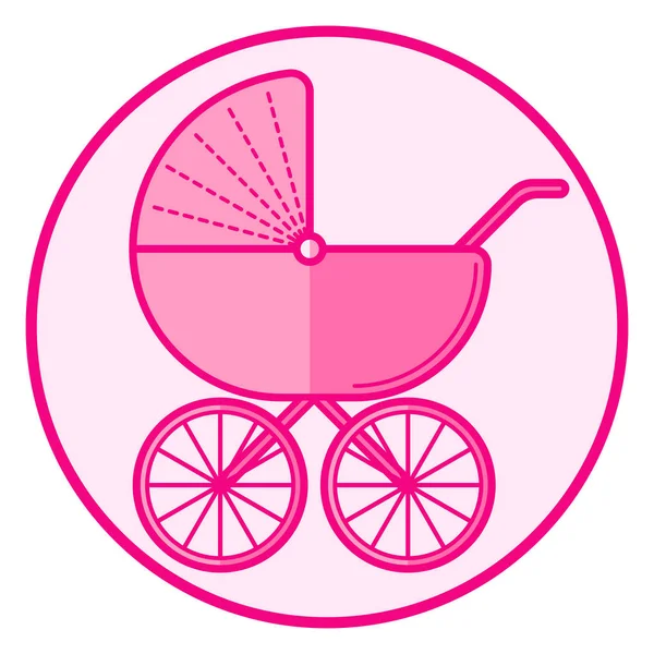 Коляска Розовая Икона Младенца Белом Фоне Линейный Векторный Дизайн — стоковый вектор