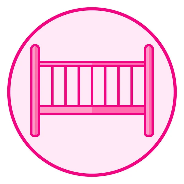 Колыбель Розовая Икона Младенца Белом Фоне Линейный Векторный Дизайн — стоковый вектор