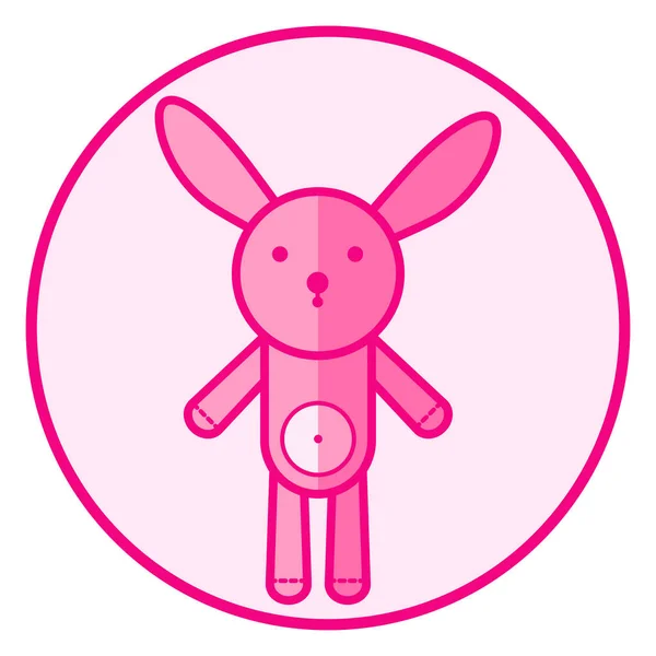 Bunny Pink Baby Icon White Background Line Art Vector Design — Stock Vector