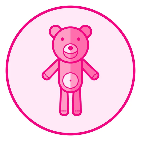 Teddy Bear Pink Baby Icon White Background Line Art Vector — Stock Vector