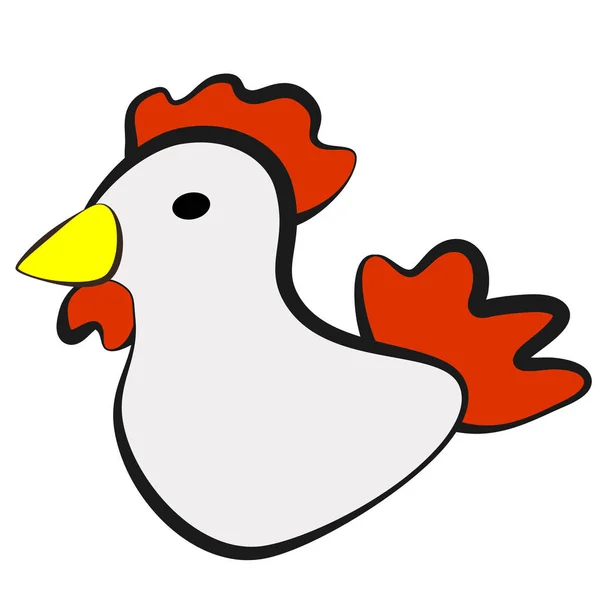 Cock Icon Children Drawing Style — Stock Vector