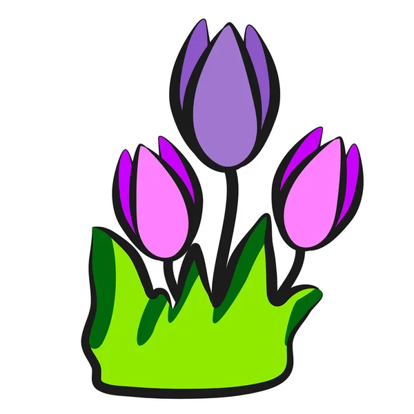Kwiaty Ikona Styl Rysowania Dla Dzieci — Wektor stockowy
