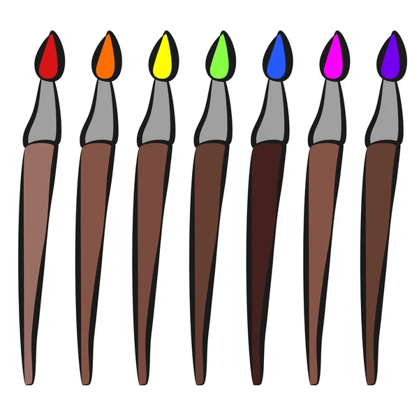 Kolor Brushs Ikona Styl Rysowania Dla Dzieci — Wektor stockowy