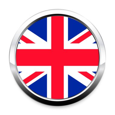 Düğme bayrak, Büyük Britanya'da bir yuvarlak metal krom çerçeve bir gölge ile. Bağımsızlık günü, Hediyelik eşya, dil sitede, bir simge geçiş yapmak için bir düğme sembolü.