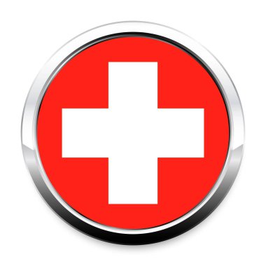 Düğme bayrak İsviçre bir gölge ile bir yuvarlak metal krom çerçeve içinde. Bağımsızlık günü, Hediyelik eşya, dil sitede, bir simge geçiş yapmak için bir düğme sembolü.