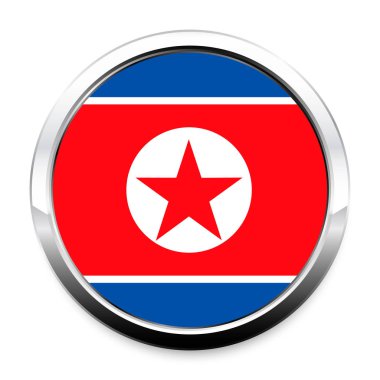 Düğme bayrak, Kuzey Kore'de bir yuvarlak metal krom çerçeve bir gölge ile. Bağımsızlık günü, Hediyelik eşya, dil sitede, bir simge geçiş yapmak için bir düğme sembolü.