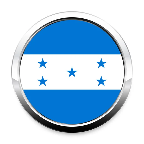 Taste Flagge Der Honduras Einem Runden Metall Chrom Rahmen Mit — Stockvektor