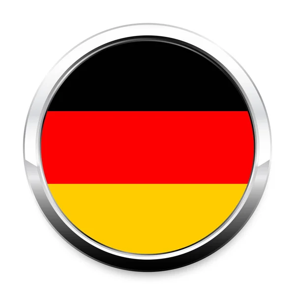 Przycisku Flaga Niemiec Okrągłe Metalowe Chromowane Ramki Cienia Symbolem Dzień — Wektor stockowy