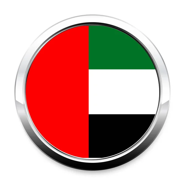 Button Flag Uae Metal Chrome Frame Shadow Symbol Independence Day — Stock Vector