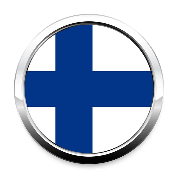 Κουμπί Σημαία Του Finn Ένα Στρογγυλό Μεταλλικό Χρωμιωμένο Πλαίσιο Μια — Διανυσματικό Αρχείο