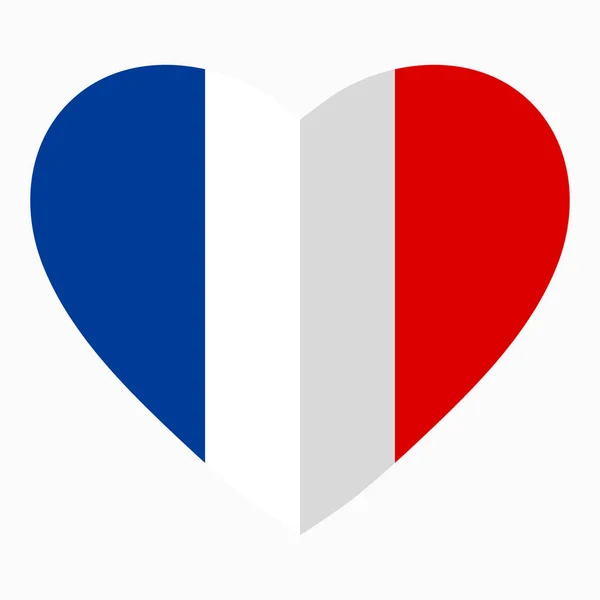 フラット スタイルは 彼の国 愛国心 独立記念日のアイコンのための愛の象徴 ハートの形フランスの旗 — ストックベクタ