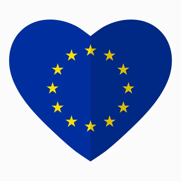 Flag European Union Shape Heart Flat Style Symbol Love His — Stock Vector