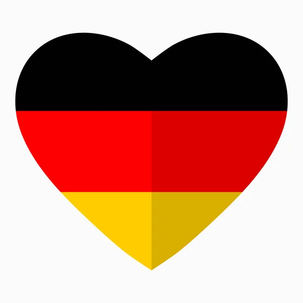 フラット スタイルは 彼の国 愛国心 独立記念日のアイコンのための愛の象徴 ハートの形ドイツの旗 — ストックベクタ