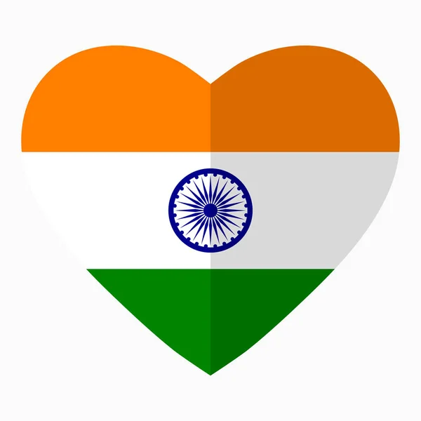 Indická Vlajka Tvaru Srdce Plochý Symbol Lásky Jeho Zemi Vlastenectví — Stockový vektor