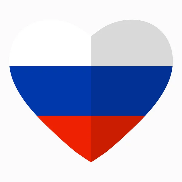 Bayrak Rusya Nın Kalp Şeklinde Düz Stil Onun Ülke Vatanseverlik — Stok Vektör