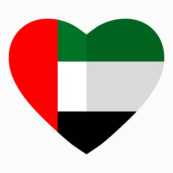 心のかたちでフラット スタイル 彼の国 愛国心 独立記念日のアイコンのための愛のシンボル アラブ首長国連邦の旗 — ストックベクタ