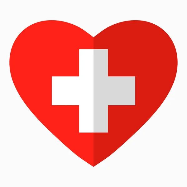 Drapeau Suisse Forme Coeur Style Plat Symbole Amour Pour Son — Image vectorielle