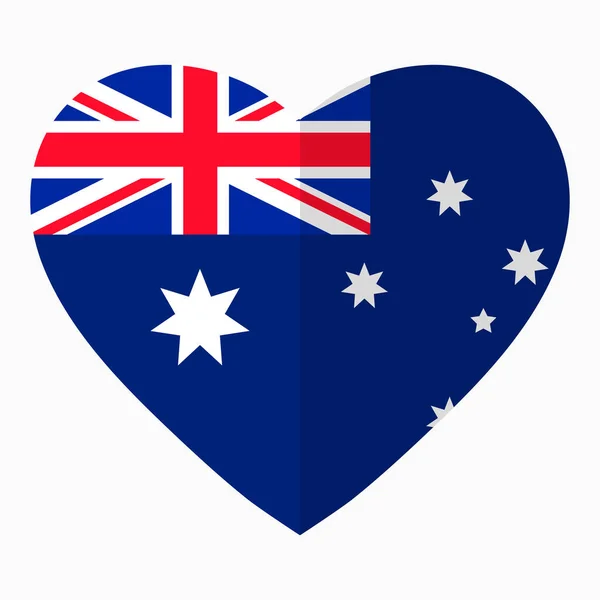 心のかたちでフラット スタイル 彼の国 愛国心 独立記念日のアイコンのための愛のシンボル オーストラリアの旗 — ストックベクタ