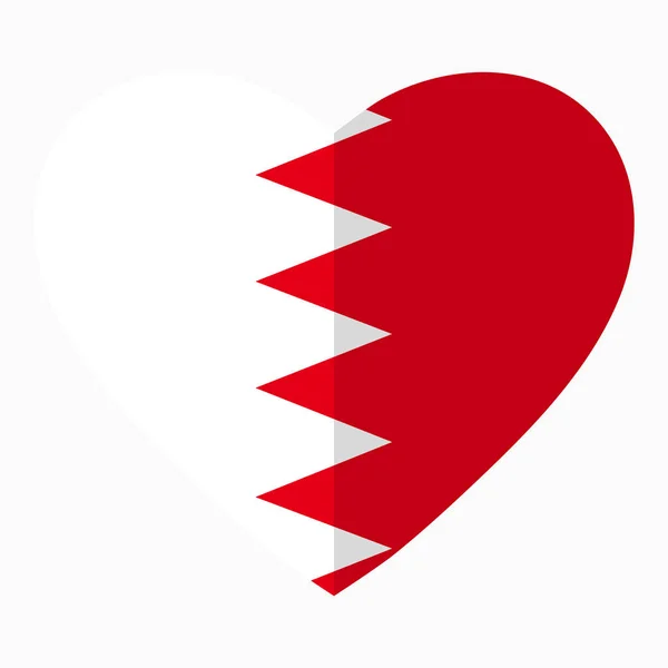 Bandera Bahréin Forma Corazón Estilo Plano Símbolo Amor Por País — Archivo Imágenes Vectoriales