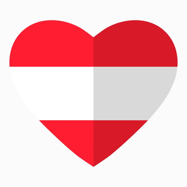 Flag Austria Shape Heart Flat Style Symbol Love His Country — Stock Vector