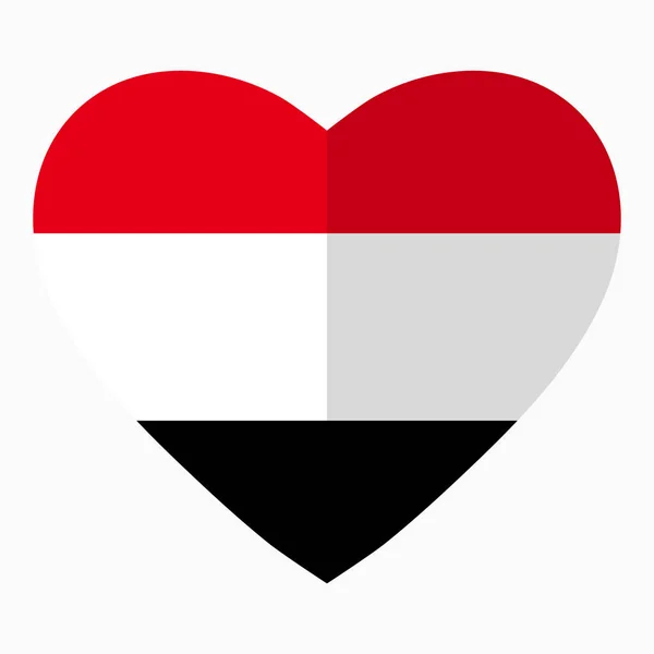 Bandeira Iêmen Forma Coração Estilo Plano Símbolo Amor Por Seu —  Vetores de Stock