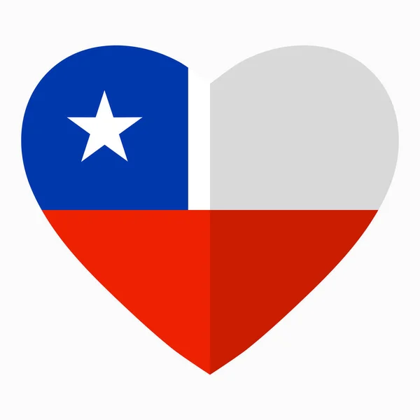 Flaga Chile Kształcie Serca Płaski Symbol Miłości Dla Swojego Kraju — Wektor stockowy