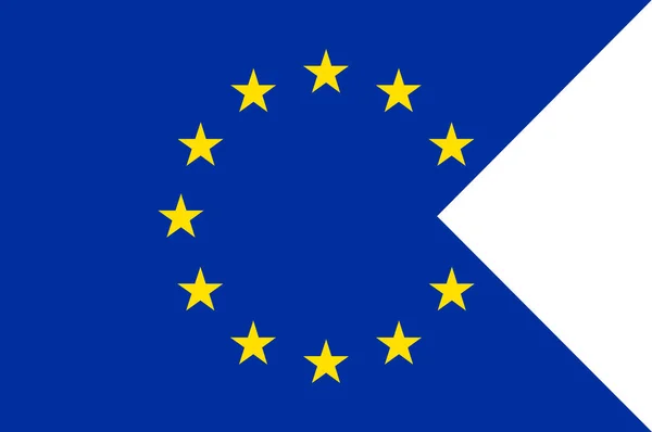 Flaga Unii Europejskiej Symbol Pamiątkami Piłka Nożna Gry Transparent Przycisk — Wektor stockowy