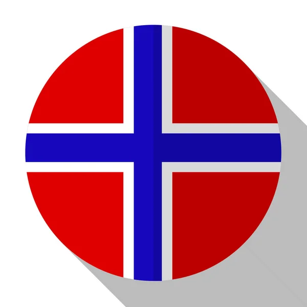 Flagga Norge Runda Flatstyle Knappen Med Skugga — Stock vektor