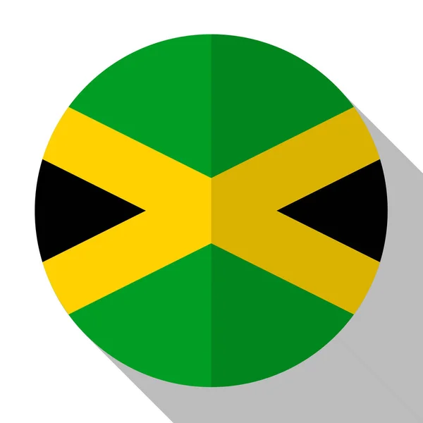 Bendera Jamaika Tombol Bergaya Datar Bundar Dengan Bayangan - Stok Vektor