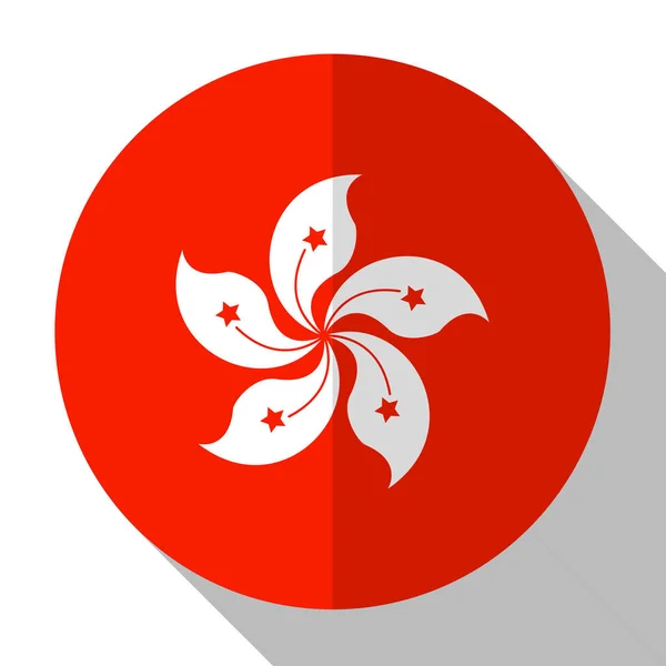 Flag Hong Kong Flatstyle Button Shadow — Stock Vector