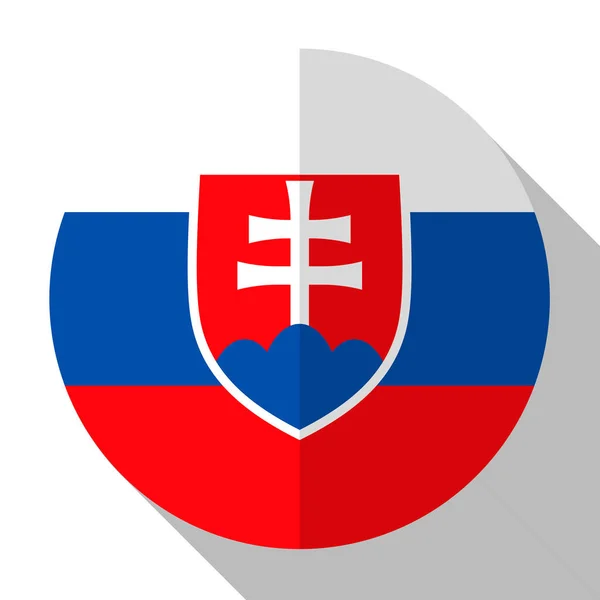 Σημαία Της Σλοβακίας Στρογγυλό Κουμπί Flatstyle Μια Σκιά — Διανυσματικό Αρχείο