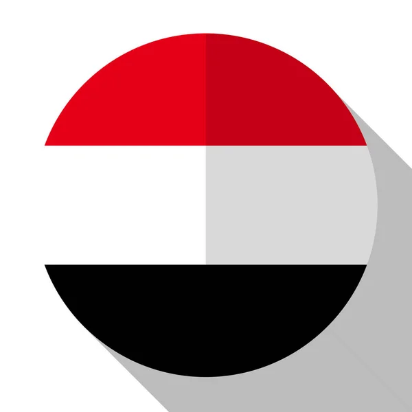 Flag Yemen Tombol Bergaya Datar Bulat Dengan Bayangan - Stok Vektor