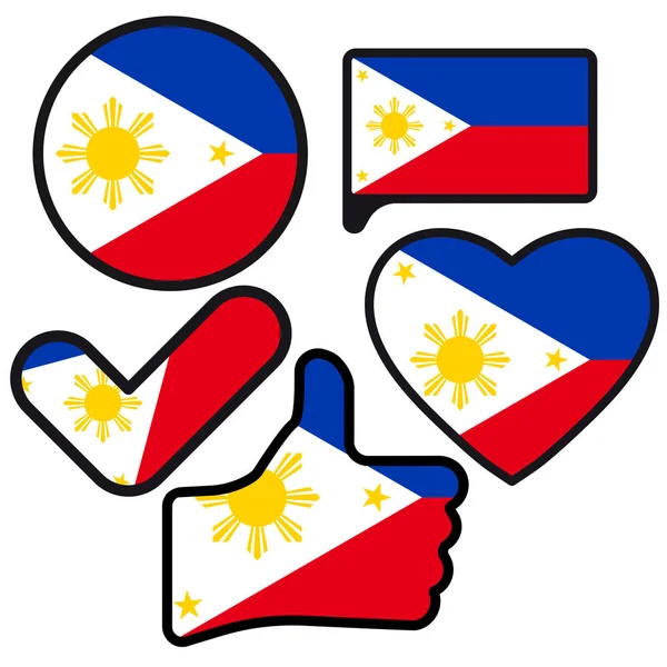 Drapeau Des Philippines Forme Bouton Coeur Aime Cocher Une Case — Image vectorielle