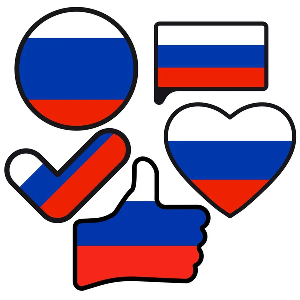 Bandeira Rússia Forma Botão Coração Tipo Marca Seleção Estilo Plano — Vetor de Stock