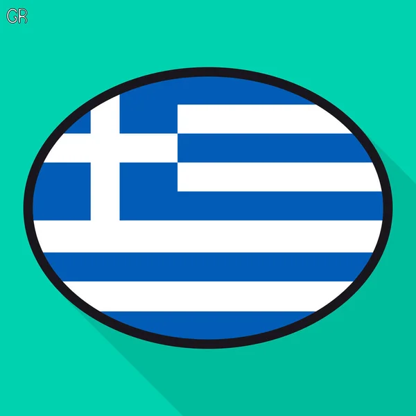 Bandera Grecia Burbuja Discurso Signo Comunicación Redes Sociales Icono Oval — Vector de stock