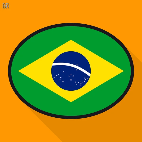 Brasilianische Flagge Sprechblase, Social-Media-Kommunikationsschild, flaches Business-Oval-Symbol. — Stockvektor